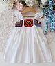 Woonie Cotton Knit Cap Sleeves Crochet Designed Dress - White