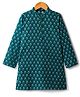 Pine Kids Cotton Woven Full Sleeves Kurta With Floral Print - Navy Blue