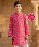 Pine Kids Cotton Woven Full Sleeves Kurta With Floral Print - Red