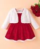 Mark & Mia Full Sleeves Solid Color Frocks with Jacket - Red & White