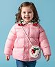 Mark & Mia Full Sleeves Padded Jacket With Cherry Applique & Sling Bag - Pink