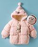 Mark & Mia Full Sleeves Solid Colour Hooded Padded Jacket With Ear Applique & Bunny Applique - Pink