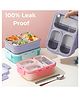 Elecart 710mL 3-Compartment Stainless Steel Lunch Box for Kids & Adults | Leakproof Bento Tiffin with Sauce Container & Spoon | Insulated, Food-Grade, Lightweight & Portable (Pack 1 Random Colour)