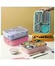 Elecart 4-Compartment Stainless Steel Bento Lunch Box with Bowl | Leak-Proof Tiffin Box for Office, School, Adults & Kids | BPA-Free | 800ml + 150ml Capacity (Pack 1 Random Colour)