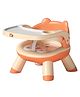 JUNIOR JOE 2 in 1 Feeding Chair & Booster Seat with Detachable Dining Food Tray and PU Cushion pad 4 Leg Dining Chair for Kids and Toddler (Orange-1-2 Year Old)
