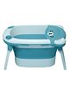 Junior Joe Foldable Baby Bathtub with Bear Face Lid Anti-Slip Legs & Drain Plug | For Newborns to Toddlers (Blue)