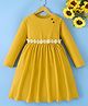 Mark & Mia Full Sleeves Winter Frock With Floral Applique - Yellow