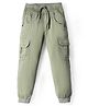 Olio Kids Cotton Woven Full Length Solid Lounge Pants With Pockets - Light Olive