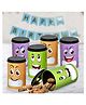 HAZEL Emoji Printed Tin Containers Set of 6, Colorful Airtight Storage Jars for Gifting & Snacks, 490 ml
