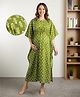 Bella Mama 100% Cotton Woven Maternity Kaftan Nursing Nighty with Floral Print - Green