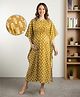 Bella Mama Cotton Woven Half Sleeves Maternity Nursing Kaftan With Floral Print - Yellow