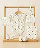 Moms Home Organic Cotton Baby Clothing Set, Baby Essential Clothes For Boys & Girls, Baby Shower Gift Hamper, 3-6 Months, Avocado   White & Green, Pack of 6