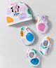 Babyhug Disney Interlock Knit Cap Mittens & Booties With Minnie Mouse Graphics White - Diameter 13 cm