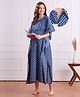 Bella Mama Cotton Woven Half Sleeves Maternity Kaftan with Floral Print - Blue