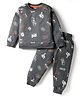 Smarty Boys Sinker Knit Full Sleeves T-Shirt & Lounge Pant Set With Skateboard Print - Grey