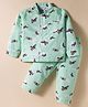 Smarty Boys Cotton Woven Full Sleeves Co-Ord Night Suit With Vehicle Print - Light Green
