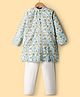 Pine Kids Cotton Woven Full Sleeves Kurta Pajama Set With Floral Print - White