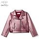 Arias Knit Full Sleeves Solid Metallic Biker Style Jacket - Pink