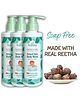 Indimums Reetha-Based Natural Baby Body Wash - Protects Natural Oils & Promotes Skin Health, Gentle, No Tear, PH Balanced & Hypoallergenic Formula, 0 Month+ | 3X200ml | 600 ml