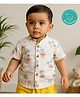 Greendeer 100% Softner Washed Cotton Woven Half Sleeves Houses Printed Shirt - White