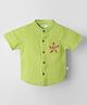 Greendeer 100% Softner Washed Muslin Cotton Woven Half Sleeves Starfish Embroidered Shirt - Green