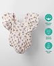 Greendeer 100% Softner Washed Muslin Cotton Woven Sleeveless Frill Detailed Floral Printed Onesie - Beige