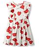 Primo Gino Cotton Knit Frill Sleeves Winter Frock With Heart Print - White