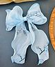 Radhya accessories Floral Designed Bow Applique Detailed Alligator Clip - Blue