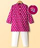 Pine Kids Cotton Woven Full Sleeves Kurta Pajama Set With Floral Print - Dark Red