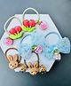 Radhya accessories Set Of 3 Floral & Bunny Face Applique Detailed Rubber Bands - Multi Colour