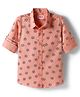Babyhug Cotton Woven Full Sleeves Football Printed Shirt - Peach