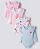 Bonfino 100% Cotton Knit Full Sleeves Onesies With Stripes & Tropical Theme Print Pack Of 4 - Multicolour