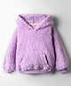 Little Kangaroos Woven Full Sleeves Hooded Sweatshirt With Kangaroo Pockets & Fur Detailing - Lilac