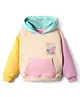 Little Kangaroos Woven Drop Shoulder Full Sleeves Colour Block Hooded Sweatshirt With Kangaroo Pockets & Print Detailing - Multi Colour