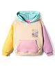 Little Kangaroos Woven Drop Shoulder Full Sleeves Colour Block Hooded Sweatshirt With Kangaroo Pockets & Print Detailing - Multi Colour