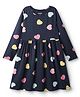 Primo Gino Cotton Knit Full Sleeves Winter Frock With Heart Print - Navy Blue