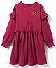 Primo Gino Cotton Knit Full Sleeves Drop Shoulder Winter Frock With Heart Print - Red