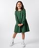 Primo Gino Cotton Knit Full Sleeves Solid Colour Tier Frock - Green
