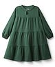 Primo Gino Cotton Knit Full Sleeves Solid Colour Tier Frock - Green