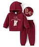 Mark & Mia Cotton Knit Hooded Sweatshirt & with Joggers Set with Bear Applique & Embroidery Detailing  - Maroon
