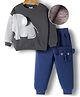 Mark & Mia Cotton Full Sleeves  Animal Printed Sweatshirt & Lounge Pant Set With & Ear Applique & Pocket Detailing - Multicolour