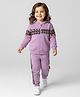 Mark & Mia Cotton Knit Full Sleeves Hooded T-Shirt & Lounge Pant Set With Cut & Sew Design - Purple