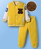 Mark & Mia Knit Full Sleeves Bomber Jacket & Lounge Pant Set With Teddy Bear Patch - Yellow