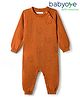 Babyoye 100% Cotton Knit Full Raglan Sleeves Winter Wear Romper With Teddy Bear Design - Rust Orange