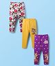 Babyhug Disney Cotton Lycra Knit Full Length Leggings with Chip'N Dale Graphics Pack of 3 - White Yellow & Purple
