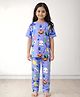 Anthrilo 100% Organic Cotton Knit Half Sleeves Halloween Printed Coordinating Night Suit Set - Purple