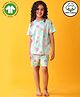 Anthrilo 100% Organic Cotton Knit Half Sleeves Ice Cream Printed Coordinating Night Suit Set - Aqua Blue