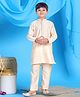 Pehanaava Cotton Woven Full Sleeves Placket Striped Embroidered Kurta Pyjama Set - Beige