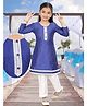 Pehanaava Jute Woven Three Fourth Sleeves Lace Embellished Kurti Pant Set - Royal Blue