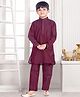 Pehanaava Cotton Woven Full Sleeves Placket Striped Embroidered Kurta Pyjama Set - Maroon
